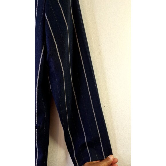 Vtg THAT'S ME Navy Striped Single Button Blazer Retro Women's Sz 90's Sz 9/10 - Picture 6 of 8